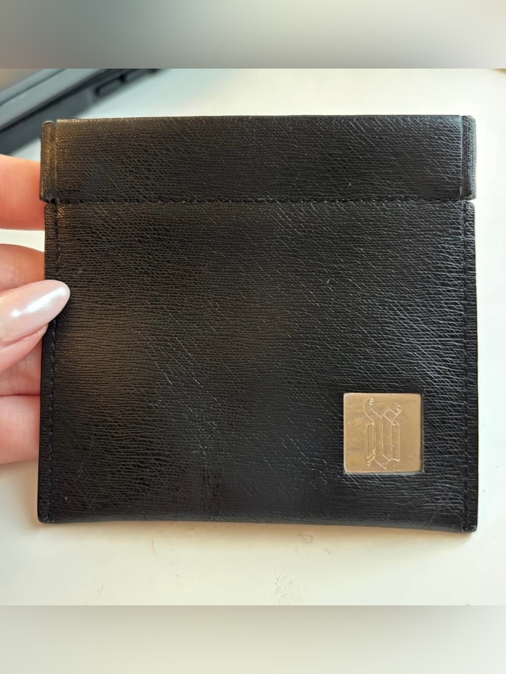 Versace Black Leather Coin Purse Key Money Sleeve